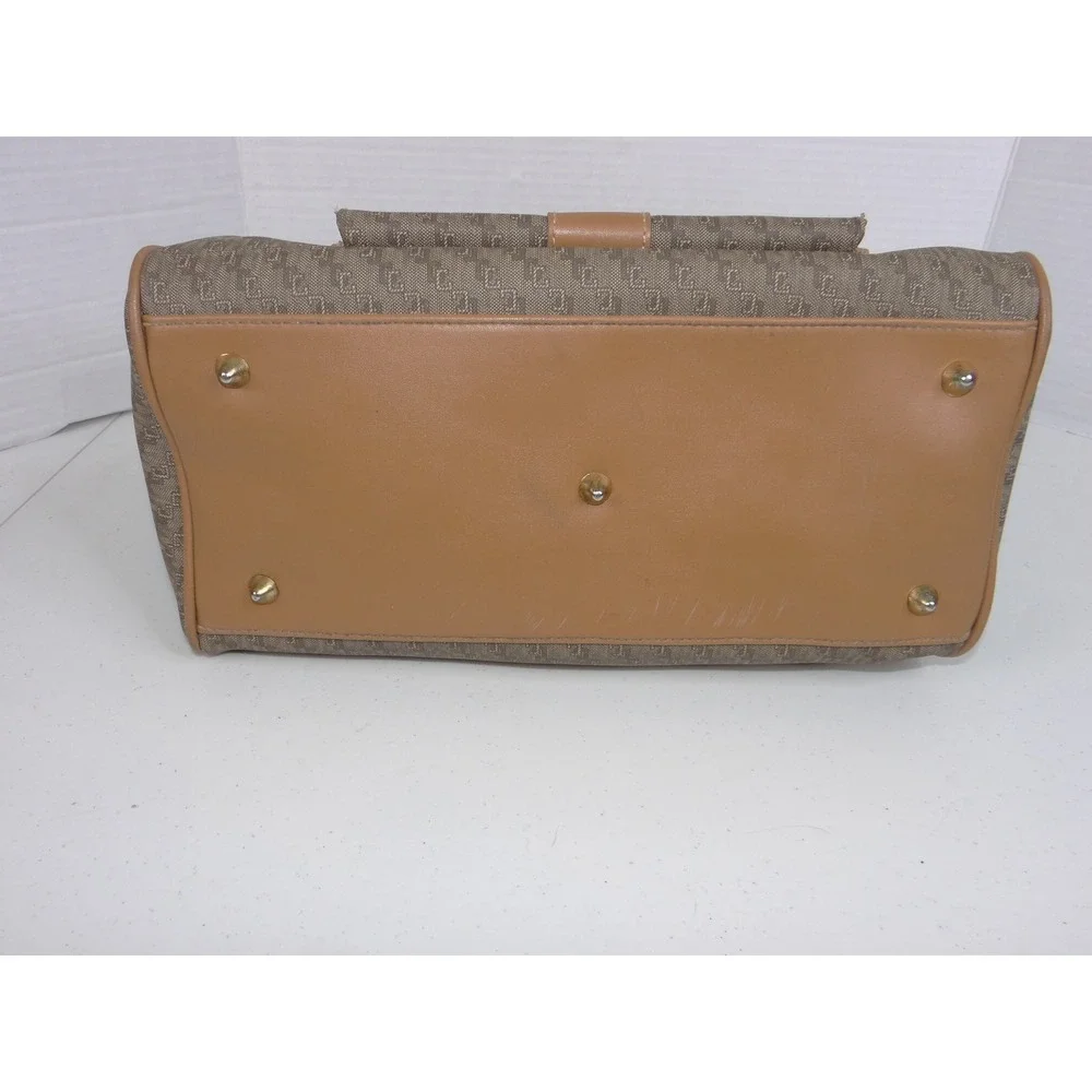 CL America Monogram Canvas Satchel Bag Brown Tan Front Organizer Pocket 3765
